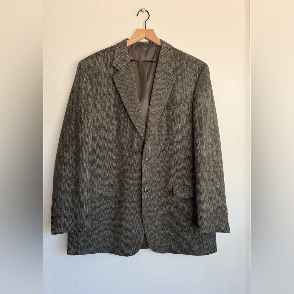 Cricketeer 100% Wool Herringbone Tweed Blazer Business Sport Coat Brown Mens 48L